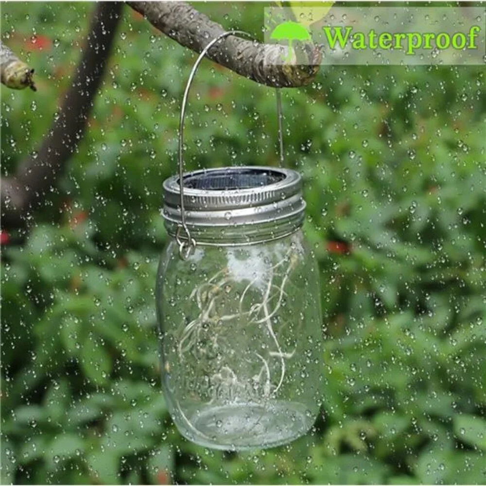 Solar Mason Jar Lights 10 Pack 20 LED Waterproof Outdoor Fairy Firefly Lights